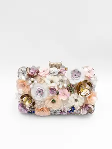 Flower Decorated Bag,Handmade Beaded Embroidered Floral Clutch Bag, Woman Handbag,Elegant Evening Accessory, Christmas Eve Essentials, Gifts for Her,Luxury Party Purse, Handheld Bag Purse, Women's New Year Gift, Valentine's Day Present,Graduation present