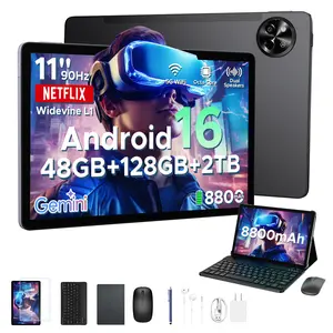 P11 Newest 11 Inch Tablet, Android 16 Tablet with Gemini AI, 48GB RAM+128GB ROM/TF 2TB, T7250, 90Hz Display 8800mAh Tablets with Keyboard, Pen, 13MP+5MP, 3.5mm Headphone, 5G WIFI, Blue