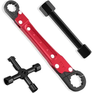 Plumbing Tools Angle Stop Wrench Kit - Plumber Tool Set with Compression Sleeve Puller & 4-Way Sillcock Key - Fits 3/8" & 1/2" Angle Stop Outlets Ferrule Removal Tool for Tight Spaces