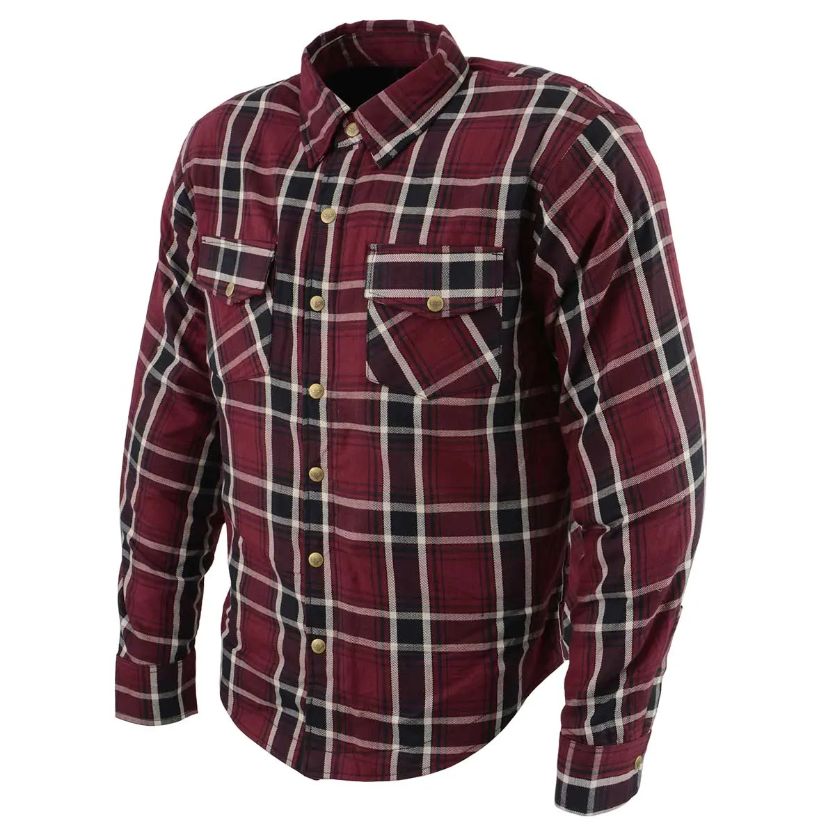 Milwaukee Leather Men's Plaid Flannel Biker Shirt with Aramid Fiber and Armor
