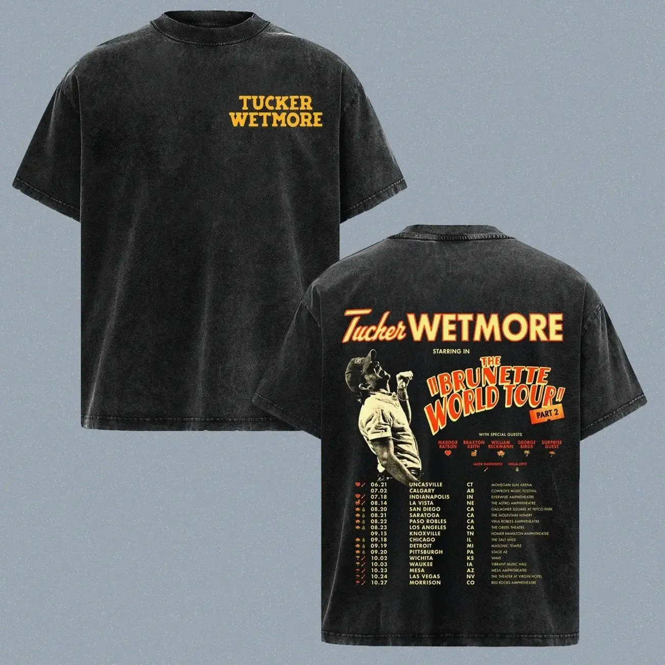 Tucker Wetmore Tour 2026 Washed Vintage T-Shirt, Unisex Shirt, Music Artist Tee, Country Music Fan Apparel, Graphic Tee Casual Cotton EH5