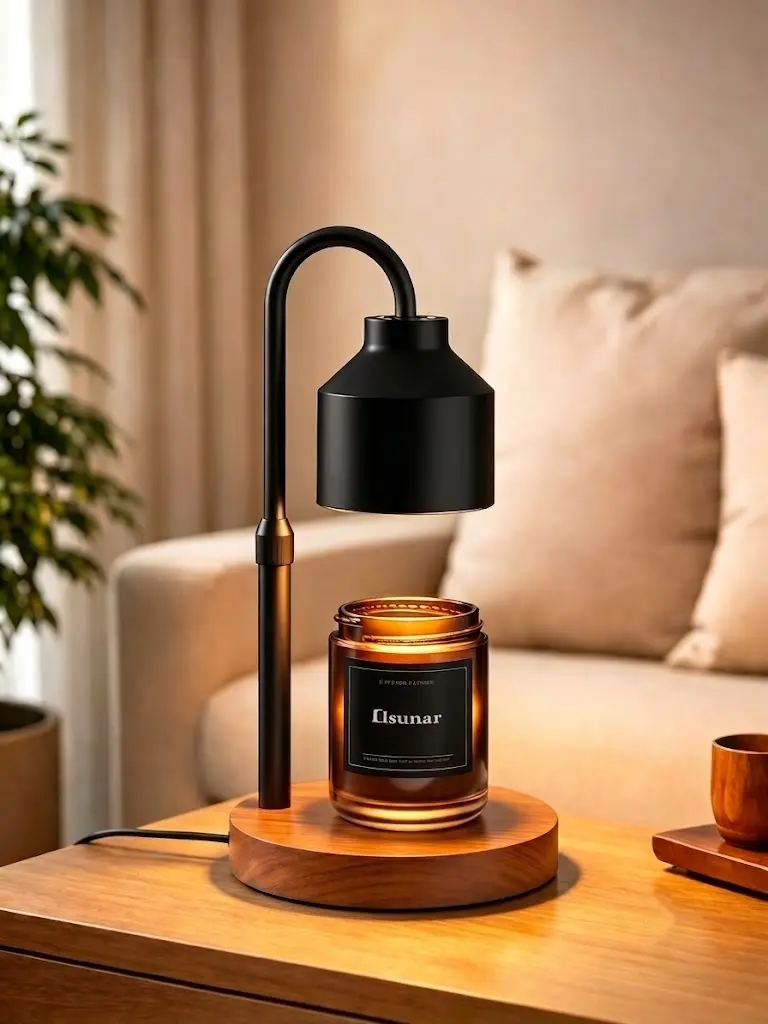 Smoke-Free Dimmable Electric Wax Melter Lamp with Timer - Adjustable Height Universal Candle Holder Decor, Dimmable Warmer, Home Supplies for Bathroom, Kitchen, Jar Candles, Minimalist Gift