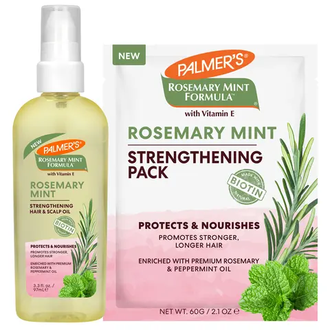 Palmer's Rosemary Mint Strengthening Hair Care Bundle - Haircare Set with Oil + Deep Conditioning Pack