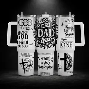 Christian Dad Tumbler 40oz 30oz, Man Of God Faith Based Cup, Best Dad Ever Religious Drinkware, Walk By Faith Jesus Cross Father’s Day Gift For Dad Husband Grandpa, Not Including The Straw Water Bottles Bottle