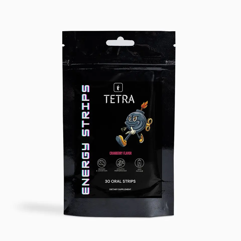 Energy Strips by Tetra (Caffeine On-The-Go) Supplement Dietary Fitness Natural