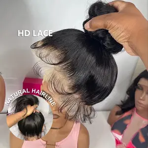 HD 360 Full Lace Wig Human Hair Pre plucked HD Lace Wig 13x6 Human Hair Wigs 36 inch Bone Straight Lace Frontal Wig For Women 180% Density Pre Plucked
