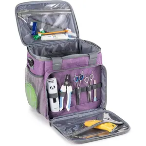 Pet Grooming Bag, Dog Grooming Supplies Organizer Tote Bag, Perfect for Pet Grooming Tool Kit Accessories-Purple