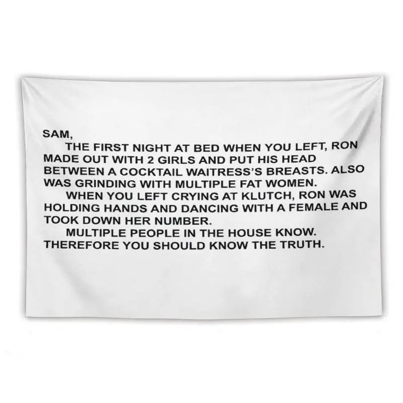 Jersey Shore Tapestry - Jersey Shore Letter to Sammi Funny Tapestry Wall Hanging - Note Jersey Shore Party  Peach