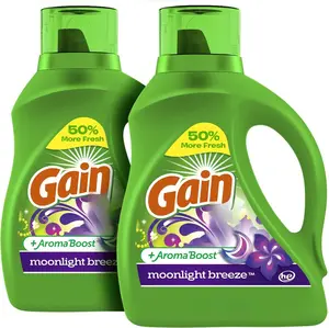 Aroma Boost Laundry Detergent Liquid Soap, Moonlight Breeze Scent, 45 Loads, 65 Fl Oz, (Pack of 2), He Compatible, Gain Laundry Detergent, Liquid Laundry Detergent