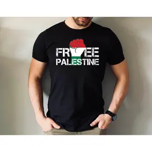 Menswear Free Palestine Short-Sleeve Round Neck Casual Streetwear T-Shirt