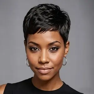 Short Pixie Cut 4inch Wig for Women 150% Density Virgin Human Hair Full Machine Made Short Layered Wigs with Bangs for Daily Wear Pixie Cut Straight Style Perfect