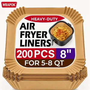 Air Fryer Liners Heavy-Duty Non-Stick Oil-Resistant Disposable Compostable  Parchment Paper for 5-8 QT Round Baking Roasting Microwave Oven Bakeware Utensils Wood Kitchen
