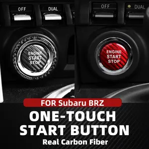 Car Interior Engine Starter Stop Button Sticker Cover Real Carbon Fiber For Subaru BRZ Red Black Auto Accessories Modifications Anti-Scratch Protection Enhances Texture for a More Premium Look Car Interior Decor