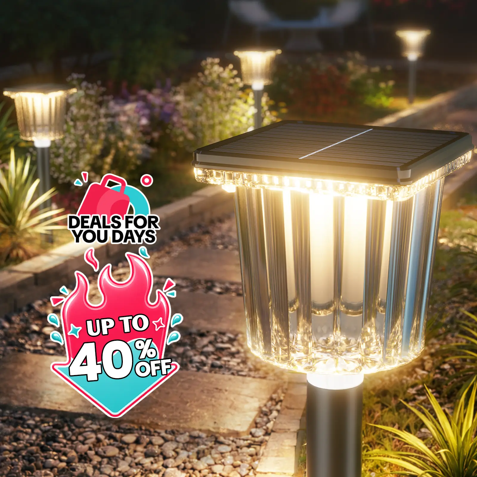 （July Sale）Solar Outdoor Lights,Sophisticated, Luxurious & Elegant Solar Pathway Lights |easiestgardenmakeover,Adjustable Warm&Cool White Easy Installation Auto On/Off & Waterproof | For Garden, Yard & Driveway,solar outdoor lights,Solar Lights