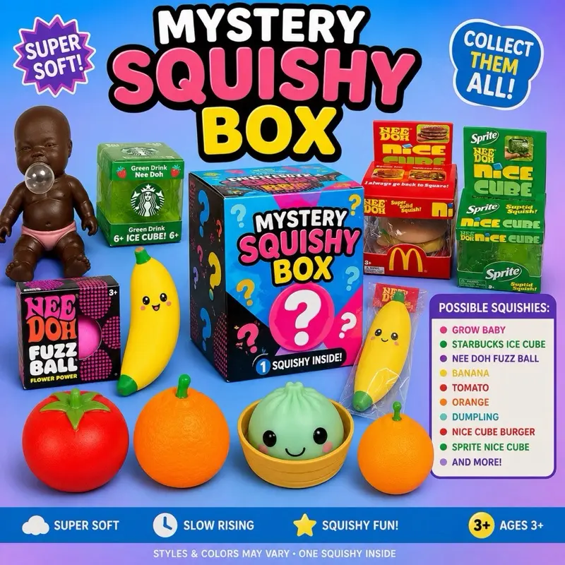 6 piece mystery toy squishy box!