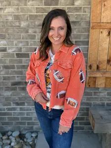 Orange Sequin Football Corduroy Jacket *TN COLLECTION*