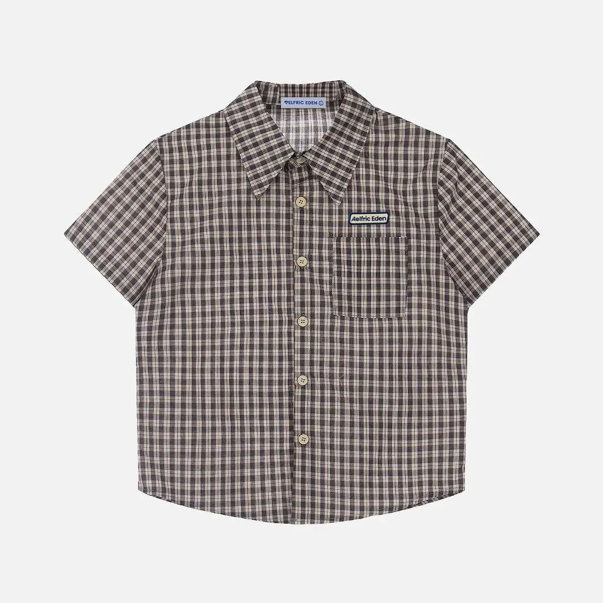 Aelfric Eden Shirts Plaid Short Sleeve Shirt Casual  T-Shirts Men Button Down Tee Tops Oufits Casual Summer Beach  Shirts Menswear Soft Clothing Top,summerwins,father'sdaygifts