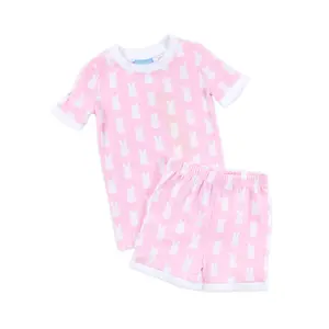 Bunny Peeps Pink Short Pajamas - Girls Short Sleeve Easter PJ Set