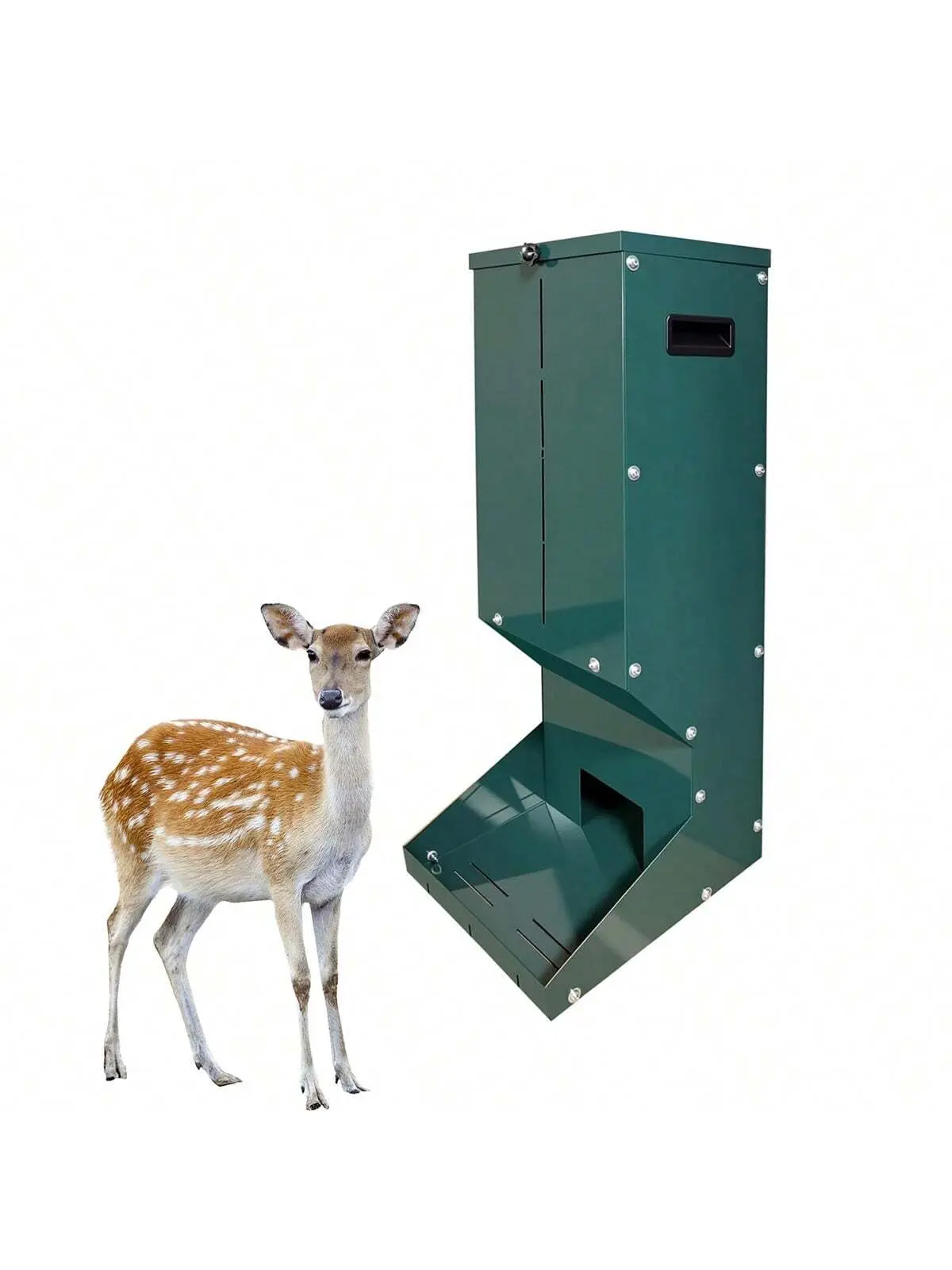 Gaomon 60Lbs Automatic Gravity Outdoor Feeder - Rust-Resistant Galvanized Steel Waterproof Lid Box with Secure Lock, Effortless Installation for Hunting, Farm Sheep Use