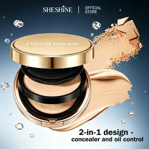 【B】SHESHINE NOVO-Cushion BB + Compact Powder 2-in-1 Foundation with SPF 35+ Sun Protection and Hyaluronic Acid for Radiant Skin and Shine Control in 30 Seconds SHESHINE2002