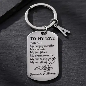 To My Love Keychain Stainless Steel Key Chain Ring Valentine's Day Wedding Anniversary Birthday Christmas Gift For Husband Wife Boyfriend Girlfriend