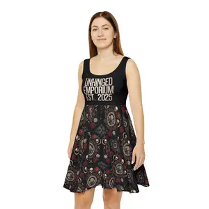 Goth Skater Dress - 'Unhinged Old World' Alt Clothes, Punk Grunge Dance Costume for Sports & Outdoor Performances