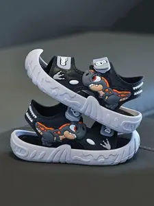 Boys' Summer New Soft Sole Velcro Lightweight Sandals, Kids Outdoor Sports Casual Shoes, Minimalist Style PVC Beach Slippers