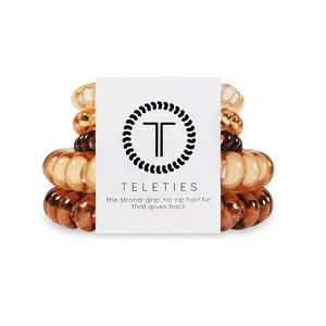 TELETIES - Anything But Basic - Neutral Mixed Pack Hair Ties - Pack of Five - Strong Grip Ponytails Elastics