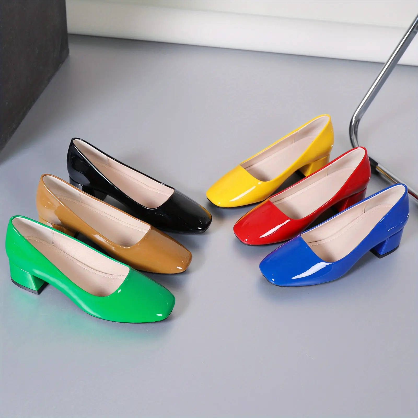 Chic Womens Solid Color Patent Court Pumps - Pointed Toe, High Heels, All-Occasion Work Shoes -Perfect for Office & Koningsdag Celebrations