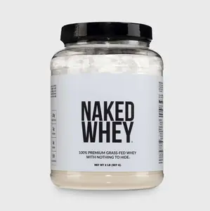 Naked Whey Unflavored - 100% Premium Grass Fed Whey Protein Powder - 2LB Grass-Fed, Non-GMO, No Additives, 25g Protein, 5.9g BCAAs - Only 1 Ingredients