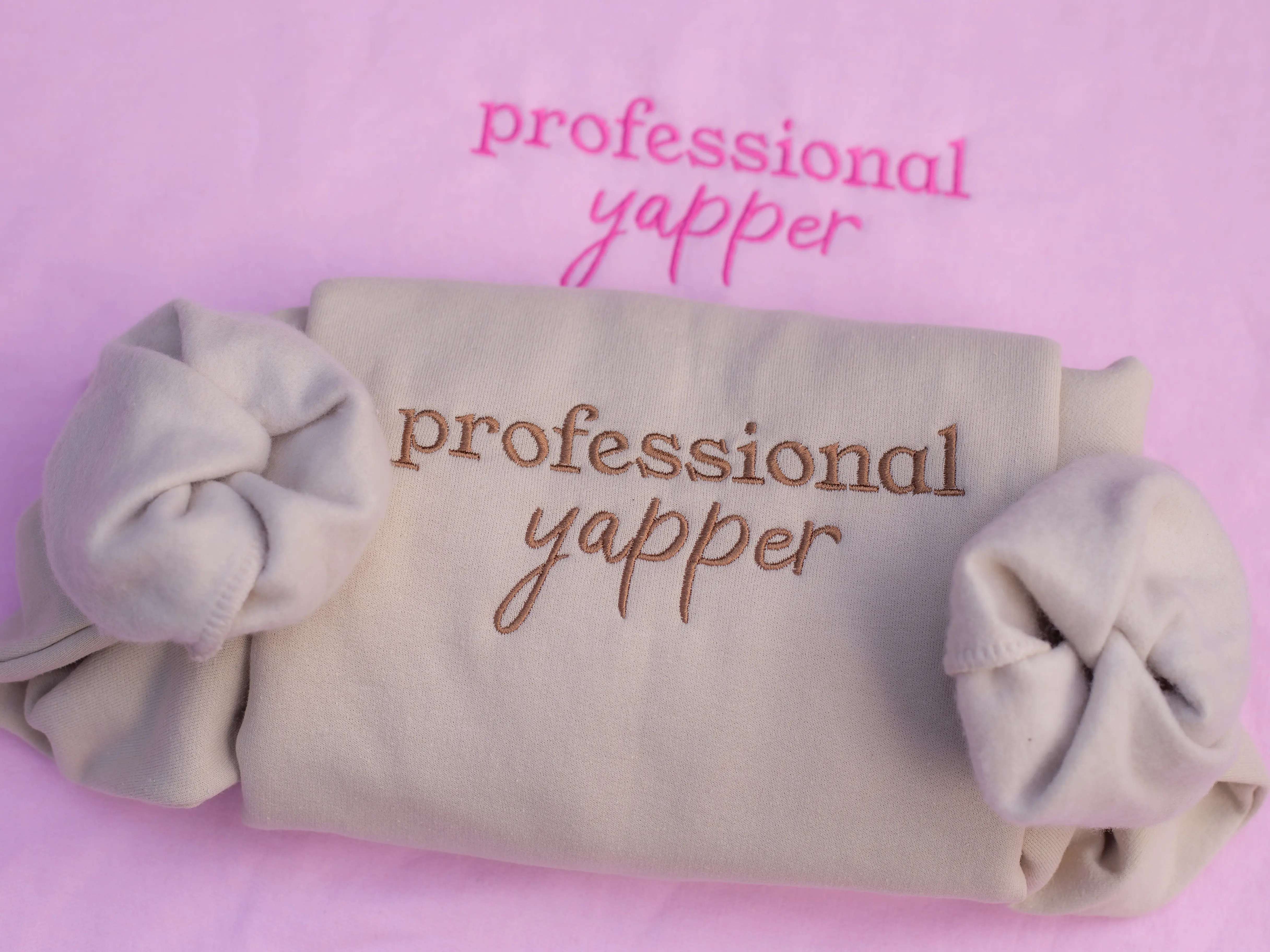 Professional Yapper Embroidered Sweatshirt, Funny Meme T-Shirt, Sweatshirt, funny custom crewneck, coquette shirt, gift for her Casual Dress Embroidery Womenswear Fit Comfortable Women Hoodie