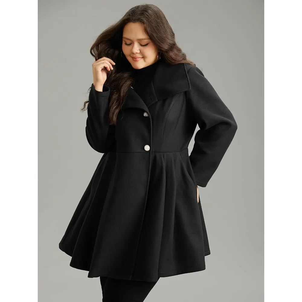 BloomChic Women's Plus Size Asymmetrical Lapel Blazer-Style Jacket - Lightweight Breathable Polyester-Rayon Fabric Coat with Button Front, Pockets, Hand Wash Only, Iron at Low Temperature, Ideal for Back to School