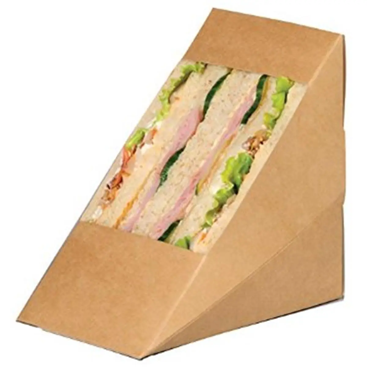 Packnwood 209KCK7212 Kraft Double Sandwich Wedge Box with Window