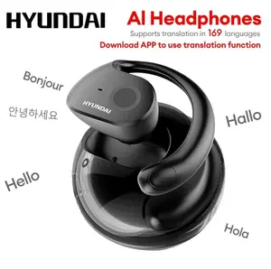 HYUNDAI T26 Pro Open-Ear Wireless Bluetooth 5.4 Stereo Headphones Supports 169-Language Translation, Chargeable & Automatic Connection, Intelligent Noise Reduction, Waterproof Sport Earphones for Music & Phone Calls