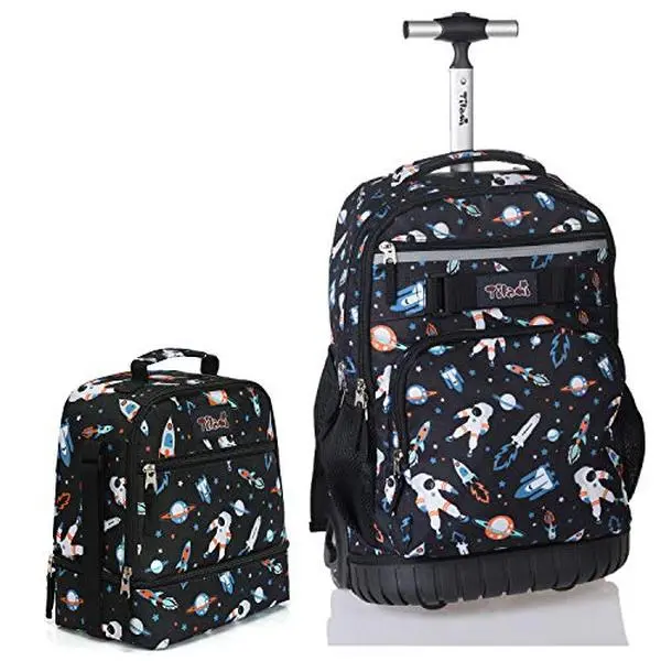 Tilami Rolling Backpack 19 inch with Lunch Bag Wheeled Laptop Backpack, Astronaut