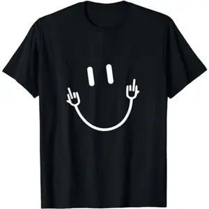 Smile Face Middle Finger Funny Sarcasm Meme Quote T-Shirt