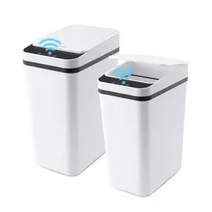 2 Pack 2.2 Gallon  Touchless  Can, Small Motion Sensor Smart Trash Can, Slim Waterproof Trash Bin for Bedroom, Bathroom, Office, Living Room, White garbage automatic