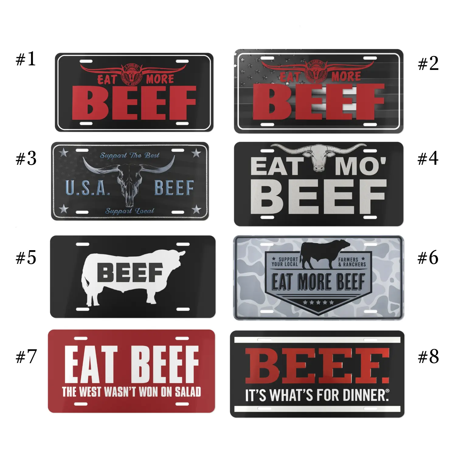 1pc Eat More Beef 6x12 Aluminum License Plate - Automotive Car Tag, Western Cattle Rancher Decor, Support Local Farmers Accessory for Beef Lovers, Longhorn Bull Graphic Car Exterior Accessory, Car Accessories
