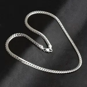 1Pcs Silver 6mm SideChain 20/22/24 Inch Necklace For WomenMan Fashion Wedding Engagement Jewelry Gifts