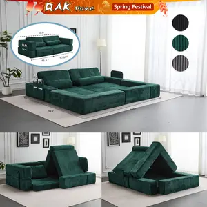 QAK 107'' Oversized Foldable Castle Sofa Modular PlayCouch for Living Room & Bedroom Instant Expansion Comfortable & Creative Design Furniture Seater