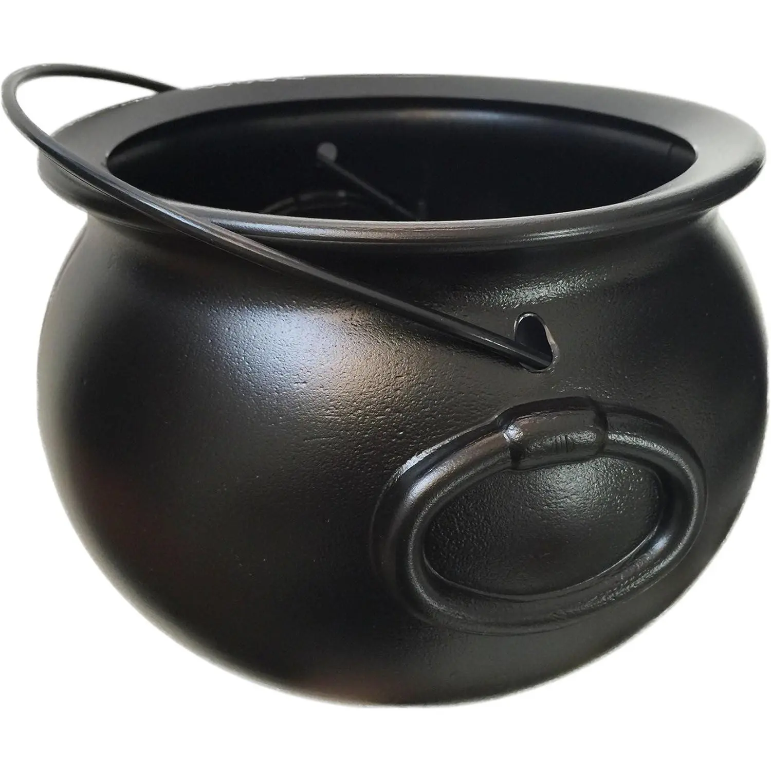 Large Black Witch Cauldron, 8-Inch Plastic Bucket with Handle for Halloween Trick or Treat, Party Supplies & St. Patrick's Day Decorations
