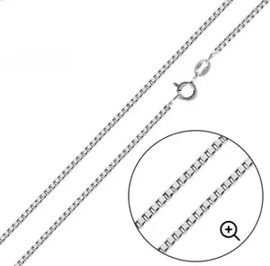 Box Chain Italian Solid 925 Sterling Silver for Men, Women 1.5mm