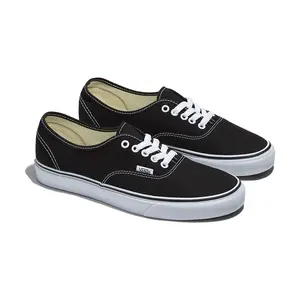 VANS Authentic Men's Heritage Low-Top Sneaker, Black Canvas Casual Shoe with Iconic Rubber Waffle Outsole, Shoes