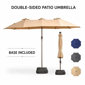 POUUIN 10FT Offset Patio Cantilever Parasol (Sun Parasol Umbrella) with Included Base, Fillable Sandbags, UPF50+ UV Resistant Canopy, 8-Rib Weather-Resistant Outdoor Shade for Patio, Backyard