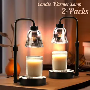 2 PCS Candle Warmer Lamp with Timer, Height Adjustable Wax Melt Dimmable with 4 Bulbs Modern Bedroom Decor for Women, Home Decoration Home Accessories, Wax Melt Warmer，Christmas Gifts,Valentine's Day Gift