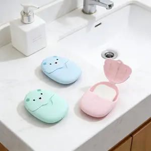 Portable Travel Soap Sheets, Disposable Hand Washing Soap Paper, Cute Bear Cartoon Soap Paper for Travel, Camping, Outdoor Cleaning Supplies, Cleansing