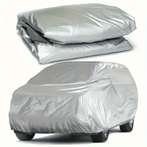 1pc Universal Waterproof Car Cover- UV Resistant, Rainproof, Dustproof, Snowproof, High Temperature Durable PEVA Material, All-Season Car Protection, Silvery Appearance, Car Additions, Car Cover, Weatherproof Top Cover