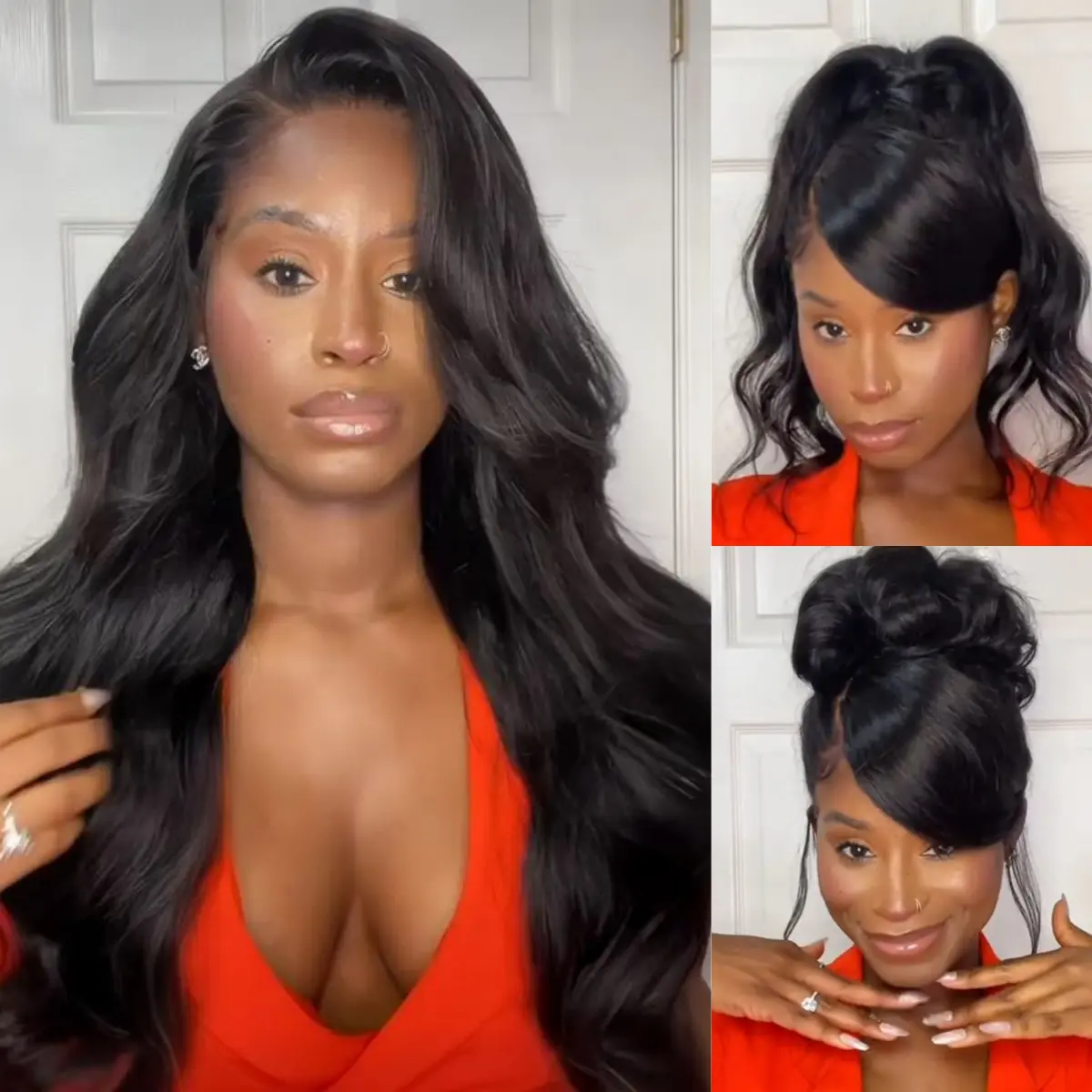 UNICE Glueless Loose Wave 13x4 Lace Front Human Hair Wig, Side Part Put on and Go with Invisible Drawstring, Beginners Friendly, Frontal Lace Wig, Invisible Drawstring Wig