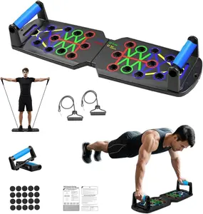 Push Up Board for Men - 15-in-1 Foldable Pushup Board with Push Up Bar, Handles & Bands, Portable Home Gym & Workout Equipment for Chest Exercise, for Teen Boys 16-18 & Gym Lovers