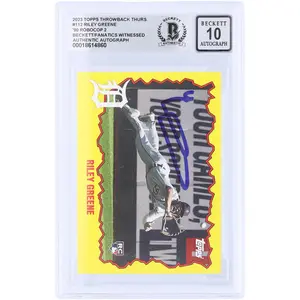 Riley Greene Detroit Tigers Autographed 2023 Topps TBT Design: 90's Robocop 2 #112 Beckett Fanatics Witnessed Authenticated 10 Rookie Card - Fanatics Authentic Certified